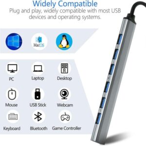 Speed-x Sp-uh307al 7 Port Usb 3.0 Ultra Slim Portable Hub Aluminum Alloy - Image 2