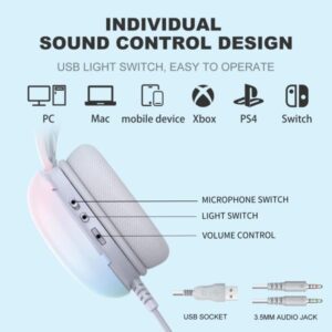 Onikuma-x25 Pro Rgb Head Beam With Mic 3.5mm Durable Stereo Surround Gaming Headset White - Image 2