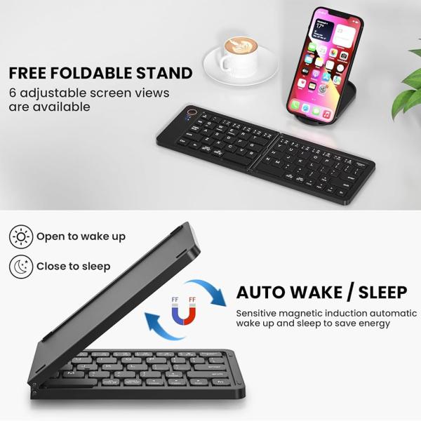 B023 11 Inch Foldable & Rechargeable Bluetooth Keyboard - Image 3