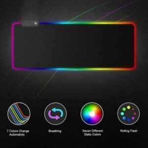 Rgb Gaming Mouse Pad Large (800×300×4mm) Led Mousepad With Non-slip Rubber Base Soft Pad - Image 2
