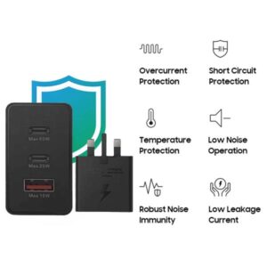 65w Samsung Uk Pin Pd Power Adaptor Trio Usb C X 2ports, Usb-a Port - Image 2