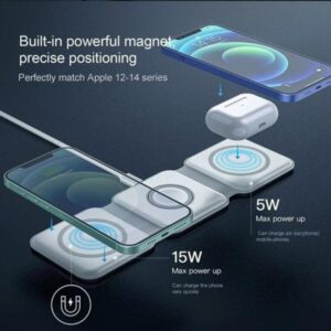 3 In 1 15w Fast Wireless Magnetic Charging Pad For Iphone, Airpods, Smartwatch - Image 2