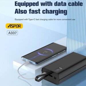 Aspor A337 22.5w Pd 30000mah Fast Charge Power Bank Lcd Display Black - Image 3