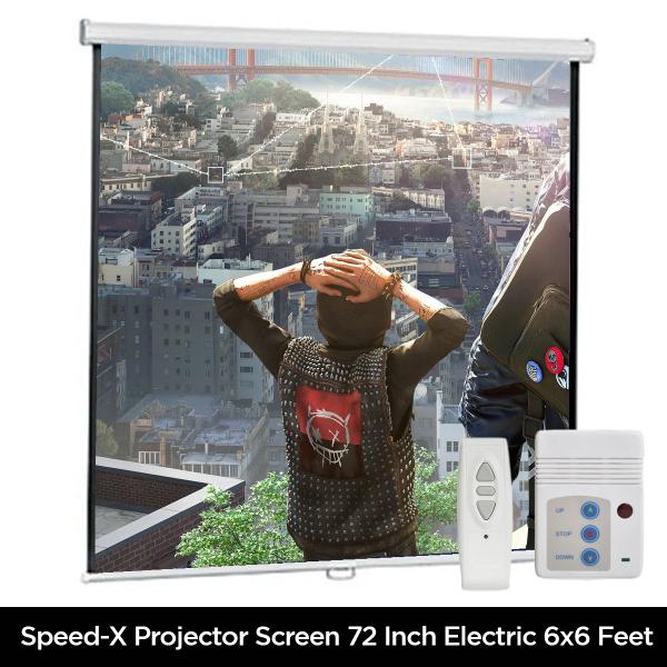 Projector Screen 72 Inch Electric Motorised 6x6 Feet 1:1mw Speed-x - Image 2
