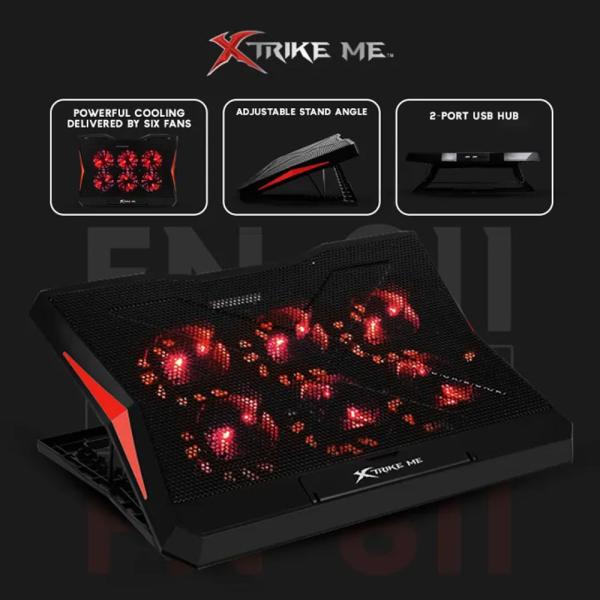 Xtrike Me Fn811 Laptop Cooling Pad 6 Fans 2 Usb Ports - Image 2