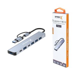 Speed-x Sp-tc701 7 Port 2 In 1 Usb 3.0 & Type-c Ports Aluminum Alloy Portable Hub - Image 3