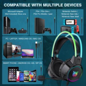 Onikuma-x15 Pro Rgb Head Beam With Mic, 3.5mm Wired Earphones, Durable Stereo Surround, Rgb Gaming Headset - Image 3