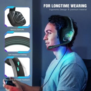 Soulbytes S12 Ps4 Ps5 Pc Xbox One Switch With Microphone Dynamic Rgb Led Effect 3.5mm Wired Stereo Bass Over Ear Mic Gaming Headphones - Image 3