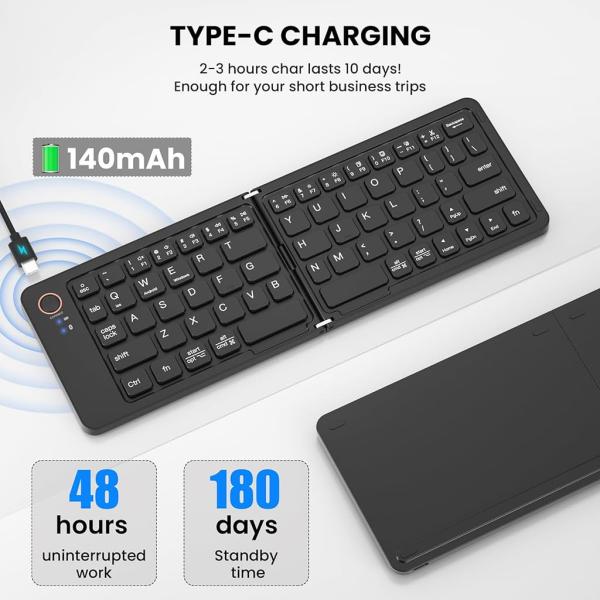 B023 11 Inch Foldable & Rechargeable Bluetooth Keyboard - Image 2