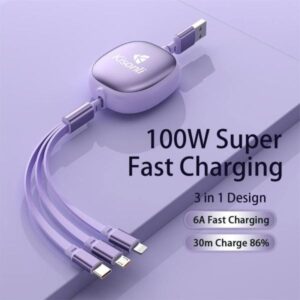 Kisonli 3-in-1 Micro Usb Type-c And Iphone Charger Cable Multiple Usb Ports - Image 3