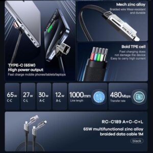 Remax Rc-c189 65w 4 In 1 Multi Functional Data Cable Black - Image 3