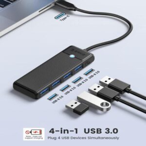 Orico Type-c To Usb Hub 3.0 4 Ports Papw4a-c3-015-bk-ep Black Color - Image 3