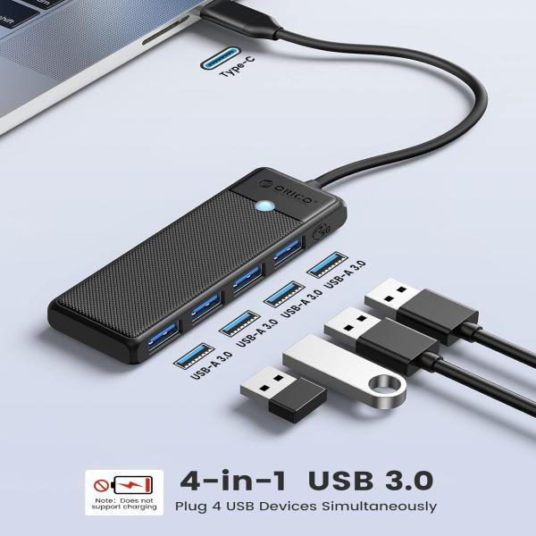 Orico Type-c To Usb Hub 3.0 4 Ports Papw4a-c3-015-bk-ep Black Color - Image 3