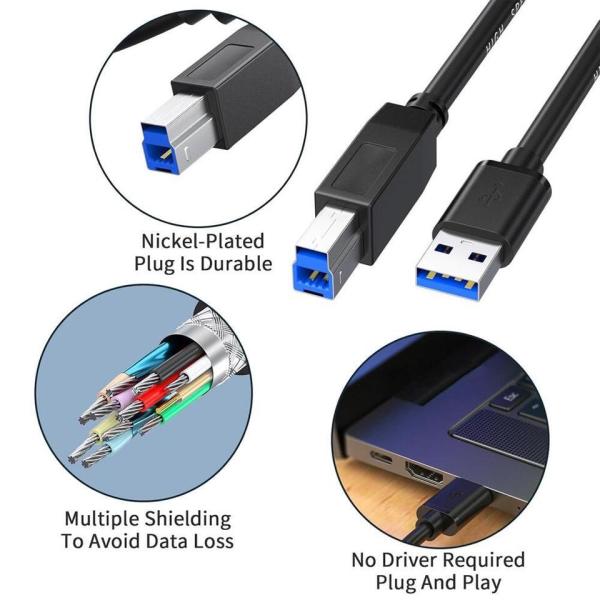 Usb Printer Cable 1.8m Black 3.0 Made In Taiwan - Image 3