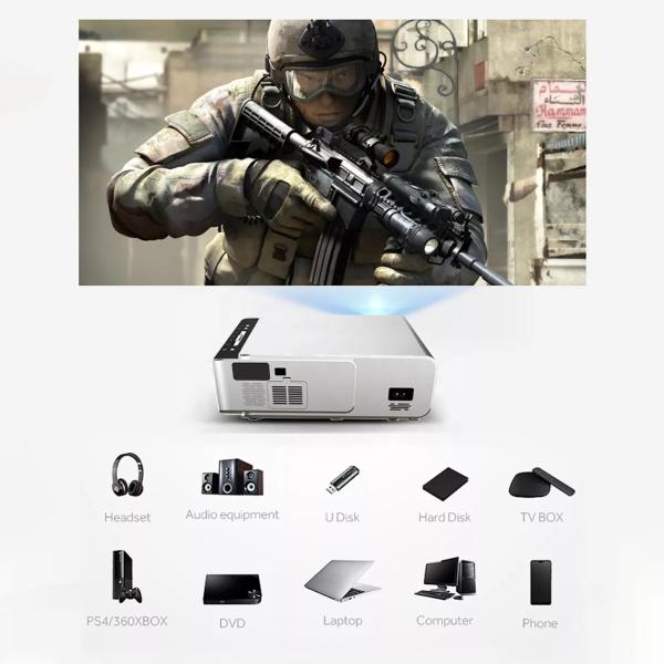 T6 Android 10.0 V Wifi Smart Optional Support 1080p Hd Led Portable Projector Silver - Image 3