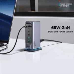 Joyroom Tcm02 65w 6 Port Eu Plug Usb Desktop Charger Gan Fast Charging Station Hub - Image 3