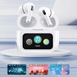 A9 Pro App Anc/enc Display Touch Control Bt 5.4 Wireless Earbuds With Zwsvibe App White - Image 2