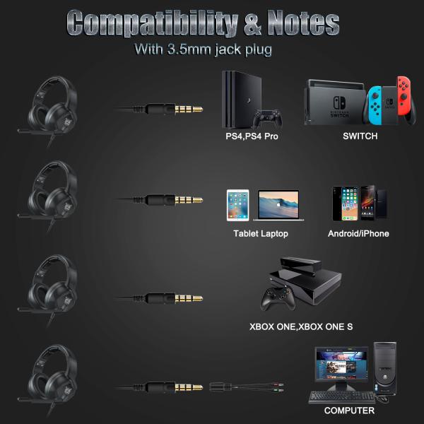 Onikuma K19 Rgb Wired Stereo Gaming Headset True Noise Cancellation, Usb+3.5mm Audio Plug For Ps4/pc/xbox One Controller/laptop, Black - Image 4