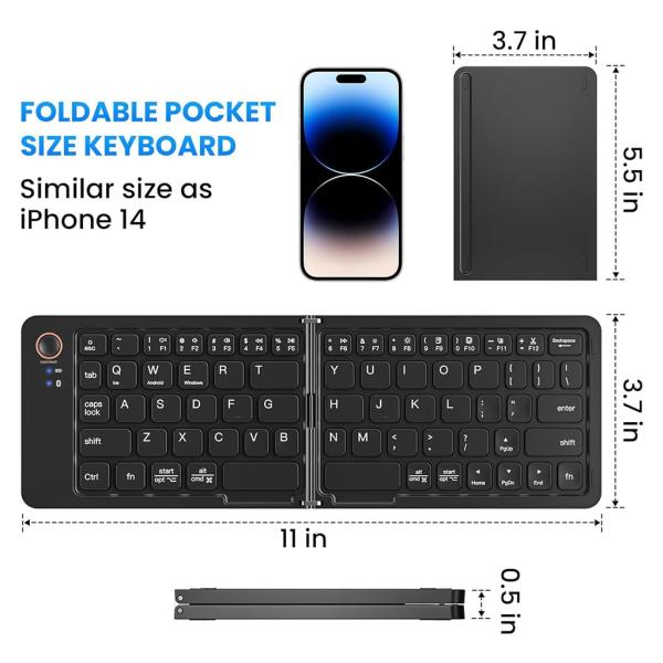 B023 11 Inch Foldable & Rechargeable Bluetooth Keyboard - Image 4