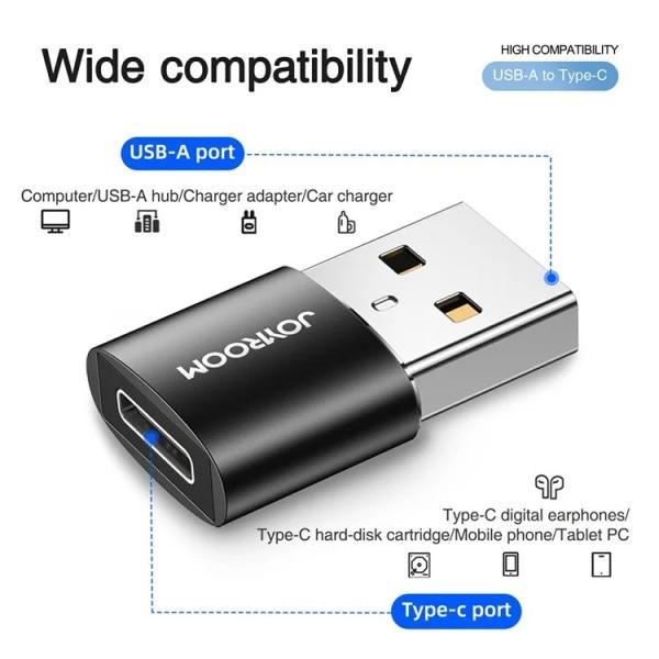 Joyroom S-h152 Usb Male To Type-c Female Adapter 2pcs Black - Image 3
