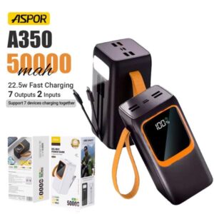 Aspor A350 22.5w 50000mah Fast Charging Type-c Micro Ios 7 Output With Built-in Flashlight Power Bank - Image 2