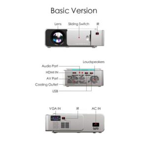 T6 Android 10.0 V Wifi Smart Optional Support 1080p Hd Led Portable Projector Silver - Image 4