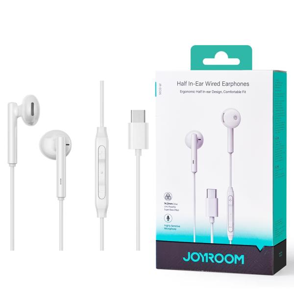 Joyroom-ec05 Type-c Series Half In-ear Wired Earphones-white - Image 4
