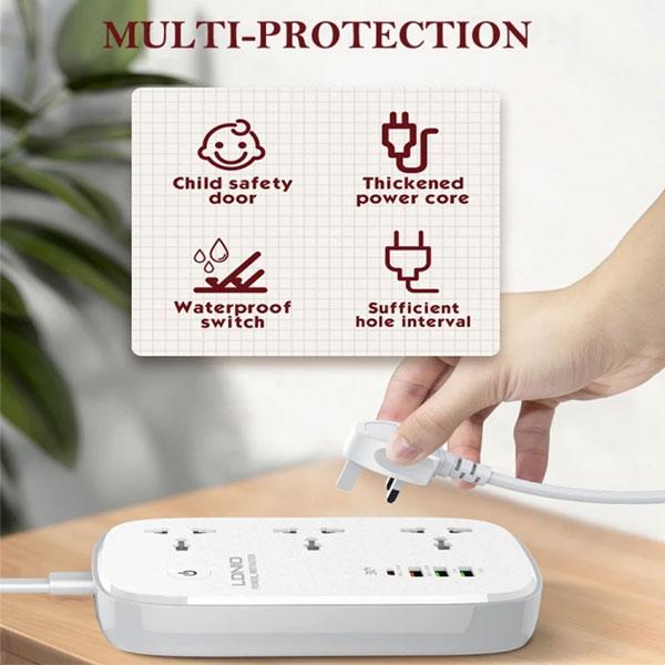 Ldnio Scw3451 2500w Wifi Smart Power Extension 3 Sockets 1 Usb-c + 3 Usb-a - Image 4