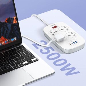 Ldnio Sc4407c 2500w Power Extension 4 Sockets 2 Usb-a + 2 Usb-c 2m - Image 3