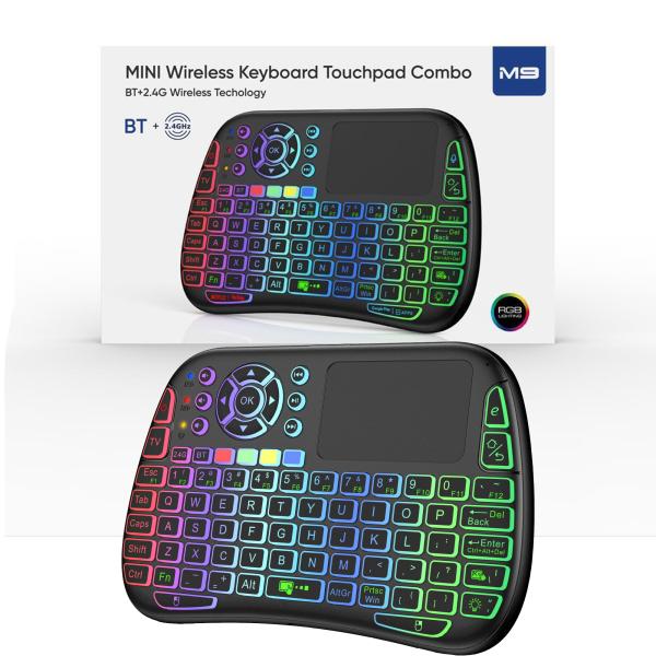 M9 Bluetooth Mini Wireless Keyboard 7 Backlit 2.4g Air Mouse Remote Touchpad - Image 4