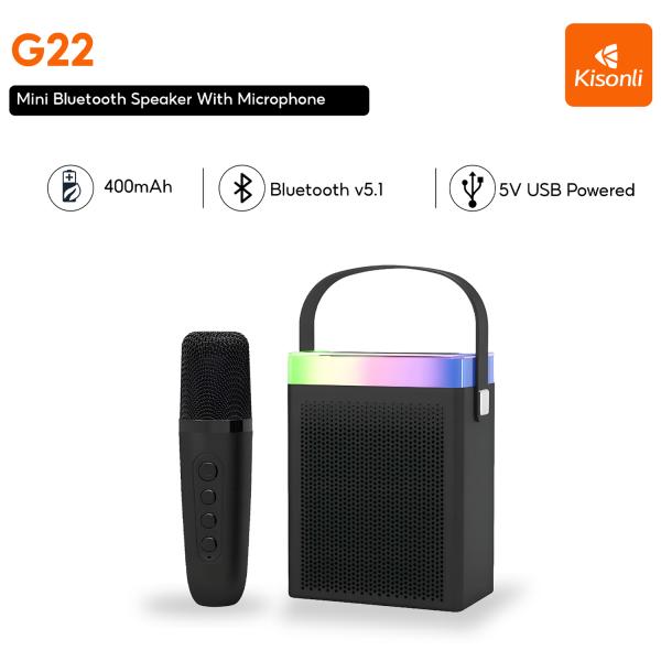 Kisonli G22 Mini Bt Portable Karaoke Speaker With Wireless Handheld Microphone - Image 2