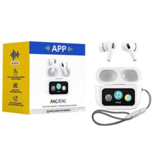 A9 Pro App Anc/enc Display Touch Control Bt 5.4 Wireless Earbuds With Zwsvibe App White - Image 3