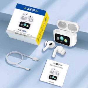 A9 Pro App Anc/enc Display Touch Control Bt 5.4 Wireless Earbuds With Zwsvibe App White - Image 4