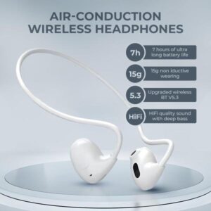 Pro Air Neck Hanging Wireless Earphone White - Image 2