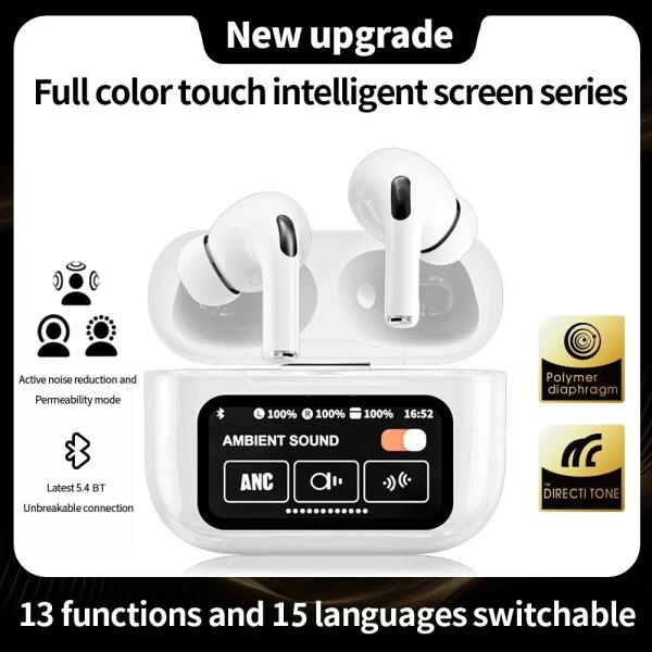 White New A9 Pro Apple Airpods Anc/enc Zhongkelqnxun Noise Reduction Touch Control Bluetooth 5.4 Wireless Earbuds - Image 2