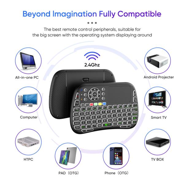 M9 Bluetooth Mini Wireless Keyboard 7 Backlit 2.4g Air Mouse Remote Touchpad - Image 3