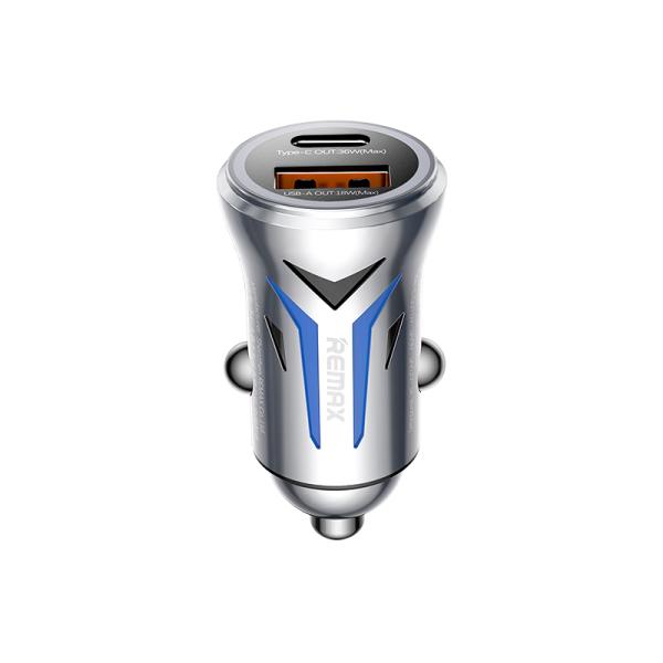 Remax Cc06 36w Dual-port Zinc Alloy Fast Car Charger With Led Light